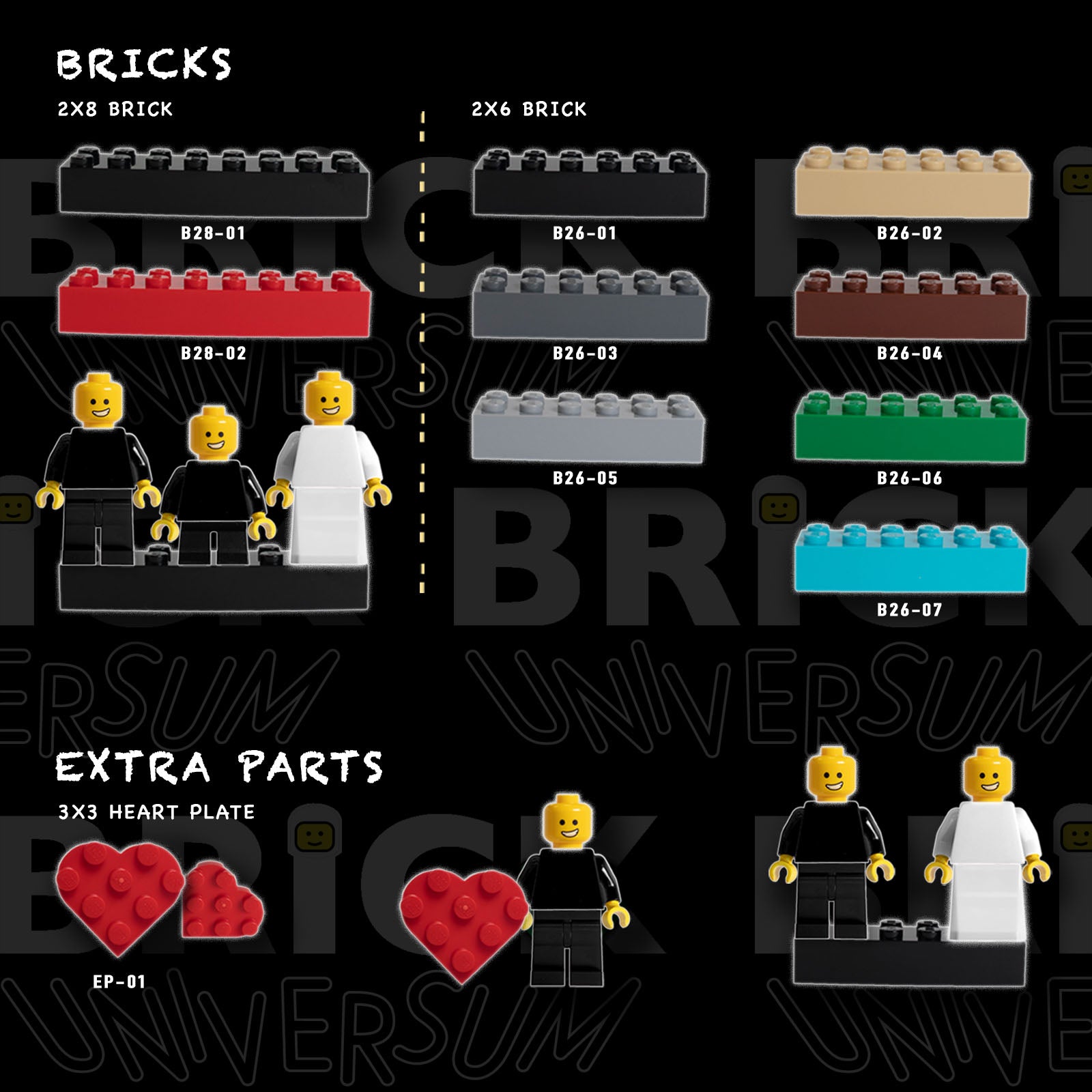 Brick Duo - 2 Personalisierte Minifiguren aus LEGO® mit bedrucktem Podest